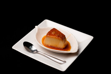 Pudding slice on plate 