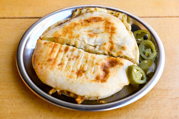 Turkish karisik atom  tost ( kasarli bazlama tost) . Flat baked bread toasted