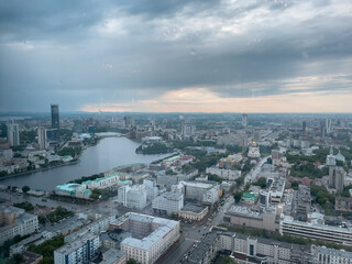 View from a height of Yekaterinburg, a city in Russia, the capital of the Urals
