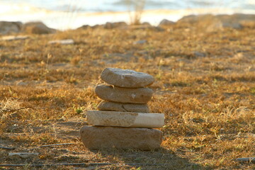 Stones and shells on the shores of the Mediterranean Sea.
