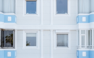 Abstract image of architecture with windows and balconies.