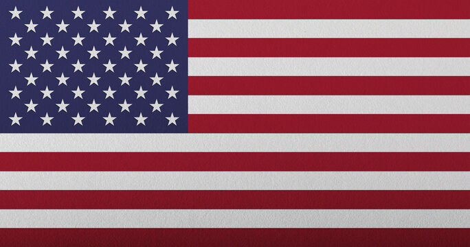 Flag of the USA made of colored paper with very detailed texture as flat lay or table top shot