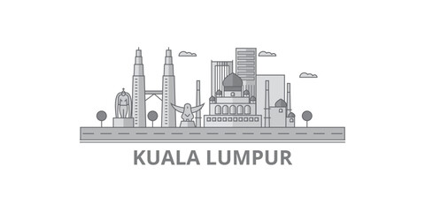 Fototapeta premium Malaysia, Kuala Lumpur city skyline isolated vector illustration, icons