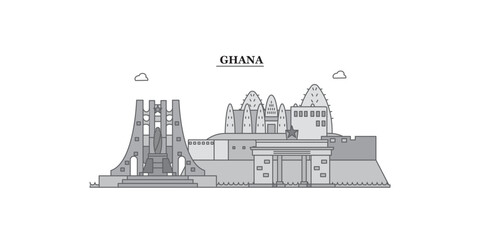 Ghana city skyline isolated vector illustration, icons