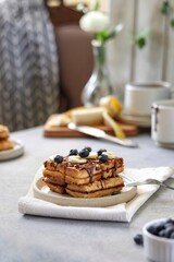 Waffles with blueberry and banana 