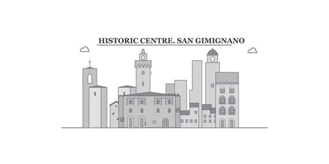 Italy, San Gimignano City city skyline isolated vector illustration, icons - obrazy, fototapety, plakaty