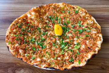 Turkish foods ; Turkish pizza -Lahmacun