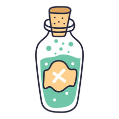 Alchemist alchemy magic esoteric wizard potion elixir doodle line style witchy concept isolated on white background. Vector design graphic element illustration