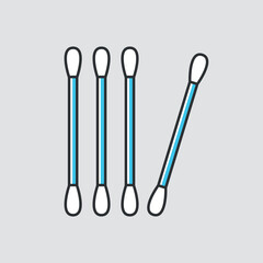 Cotton buds line icon vector illustration. Blue plastic swabs. Vector illustration