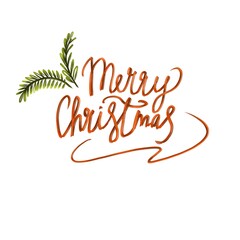 Merry Christmas lettering isolated on white background