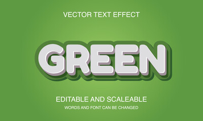 Green letter 3d text effect typography vector template