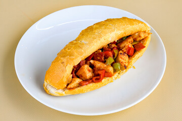 Meat Chicken Doner, between bread (Turkish Name : ekmek arasi doner, doner, Turk kebabi)
