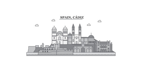 Spain, Cadiz city skyline isolated vector illustration, icons © iconsgraph