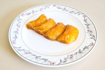 Pistachio baklava. Traditional Middle Eastern Flavors. Traditional Turkish baklava. Local name fistikli baklava