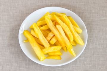 French fries Snack food crispy potato . Fast food or  snacks concept. Patates cips.