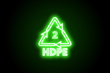 High density polyethylene glowing neon symbol sign 