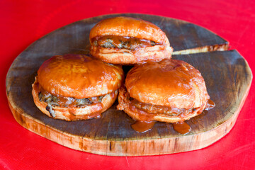Big tasty  burger with beef cutlet on a plate. Hamburger.