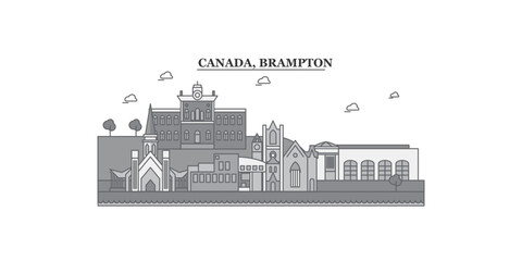 Fototapeta premium Canada, Brampton city skyline isolated vector illustration, icons