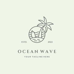 ocean wave line art minimalist vector design logo icon