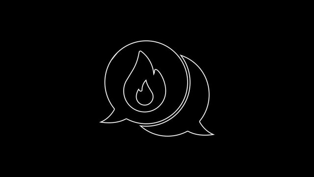 White line Telephone with emergency call 911 icon isolated on black background. Police, ambulance, fire department, call, phone. 4K Video motion graphic animation