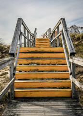Staircase on boardwalk at Plum Island, Massachusetts