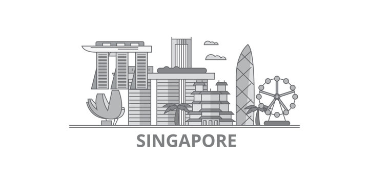 Singapore-City city skyline isolated vector illustration, icons