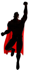 Superhero Coming on White Silhouette 3D Render 2 © Malchev