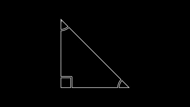White line Triangle math icon isolated on black background. 4K Video motion graphic animation