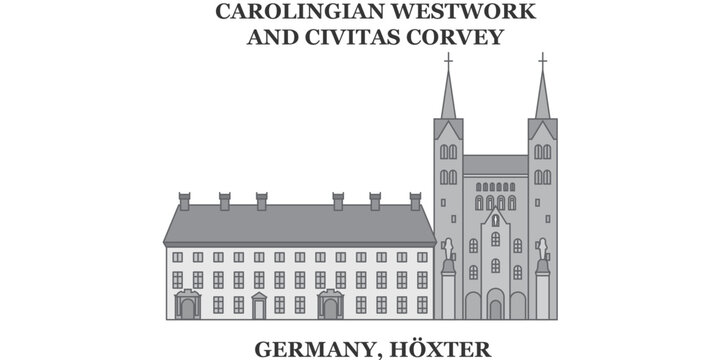 Germany, Hoxter city skyline isolated vector illustration, icons