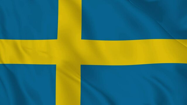 Kingdom of Sweden realistic waving flag. smooth seamless loop 4k video