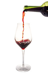glass of red wine with splash