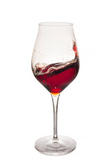 glass of red wine with splash