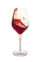glass of red wine with splash