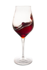 glass of red wine with splash