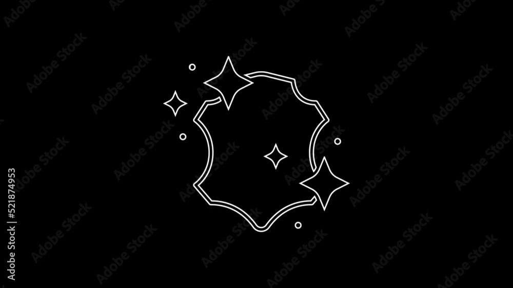 Sticker white line leather icon isolated on black background. 4k video motion graphic animation