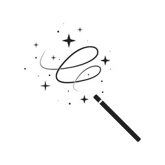 Wand magic stick icon vector template. Magic wand wizard vector icon - movement with stars