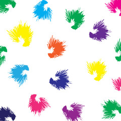 Colored brush strokes on a white background. Seamless pattern