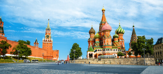 Panorama of Moscow Kremlin and St Basil’s Cathedral, Russia