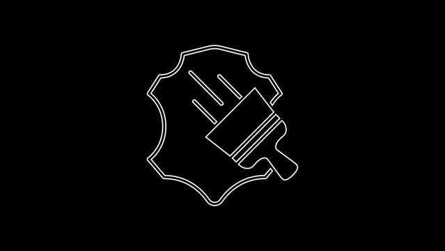 White line Leather icon isolated on black background. 4K Video motion graphic animation
