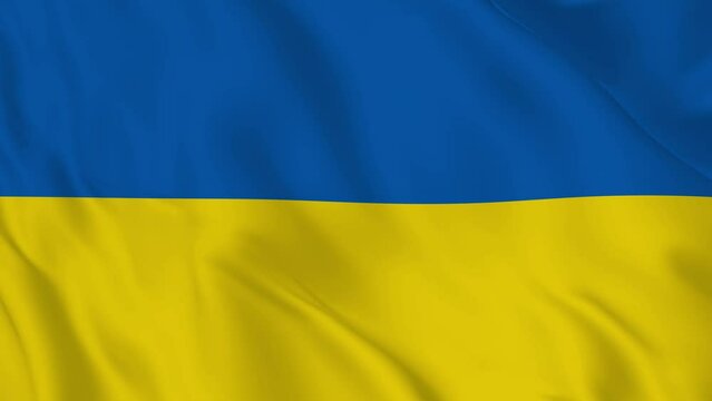 Ukraine  realistic waving flag. smooth seamless loop 4k video