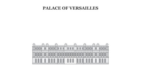 France, Versailles Landmark city skyline isolated vector illustration, icons