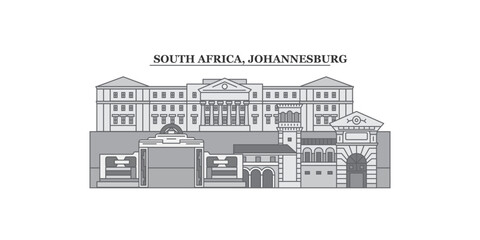 Naklejka premium South Africa, Johannesburg city skyline isolated vector illustration, icons