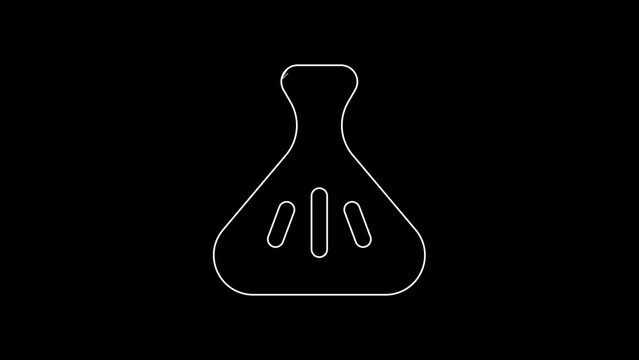White line Dumpling icon isolated on black background. Traditional chinese dish. 4K Video motion graphic animation
