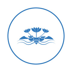 Obraz premium Lotus flowers water lily vector icon | Blue Vector illustration |