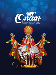 South indian festival happy onam invitation background