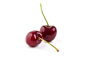 Sweet cherry, isolated on white background. full depth of field.
