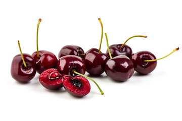 Sweet cherry, isolated on white background. full depth of field.