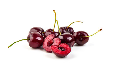 Sweet cherry, isolated on white background. full depth of field.