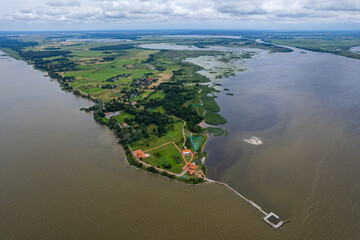 Aerial summer beautiful view of Ventės ragas (Cape of Ventė), Lithuania