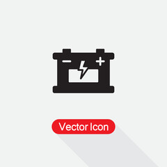 Car Battery Icon, Linear Industrial Battery Logo Vector Illustration Eps10